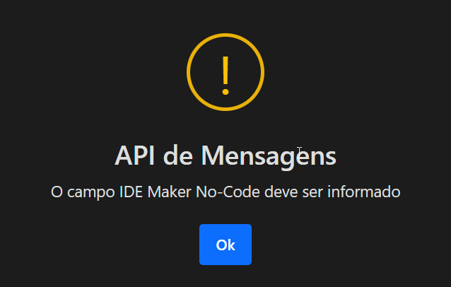 Mensagem de alerta