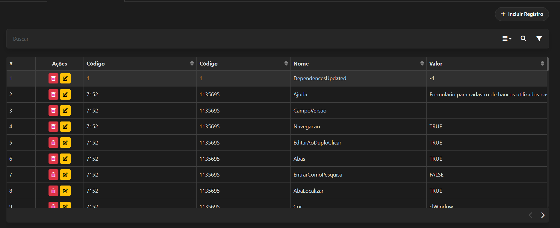 Interface da aba localizar