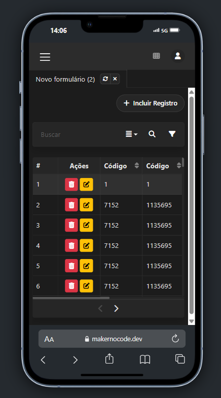 Interface da aba localizar