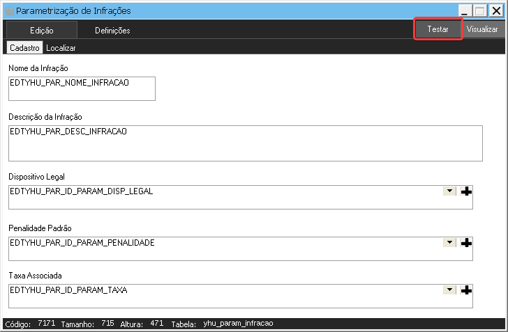 Botão de acionamento do System Inspector